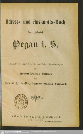 1905: Adress- und Auskunfts-Buch der Stadt Pegau i. S.