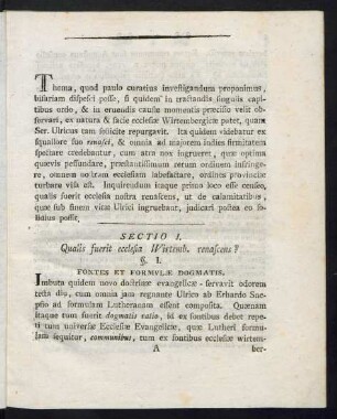 Sectio I. Qualis fuerit ecclesia Wirtemb. renascens?