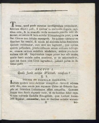 Sectio I. Qualis fuerit ecclesia Wirtemb. renascens?
