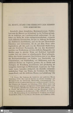 III. Besitz, Stand und Herkunft der Herrn von Schönburg