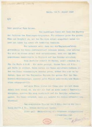 Brief an Alfred Kaiser : 05.08.1913