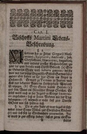 Cap. I. Bischoffs Martini Lebens- Beschreibung.