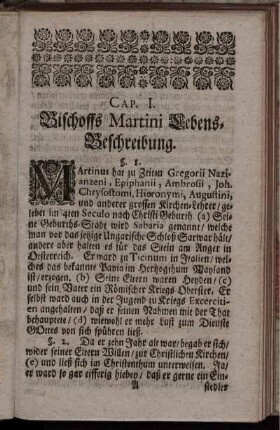 Cap. I. Bischoffs Martini Lebens- Beschreibung.
