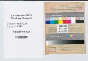 Entnazifizierung Karl Klockerhoff , geb. 12.08.1890 (Schulrektor)