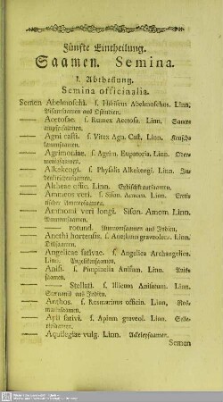 I. Abtheilung. Semina officinalia