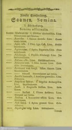 I. Abtheilung. Semina officinalia
