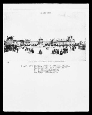 Paris, Palais des Tuileries, Gartenseite zur Zeit Karl X.