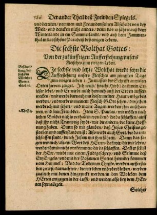 Die sechste Wolthat Gottes: Von der zukünfftigen Aufferstehung unsers Fleisches zum ewigen Leben.
