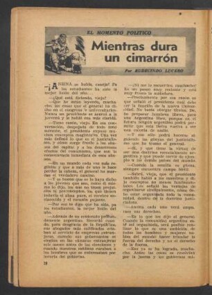 Mientras dura un cimarrón : El momento político
