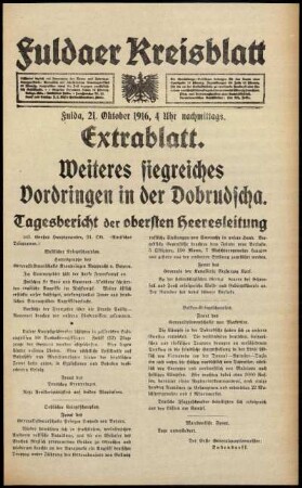Ausgabe vom Samstag, den 21. Oktober 1916.