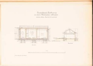 Hafen-Bauhof, Swinemünde: Materialienschuppen: Grundriss, Querschnitt 1:100