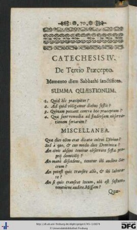 Catechesis IV. De Tertio Praecepto.