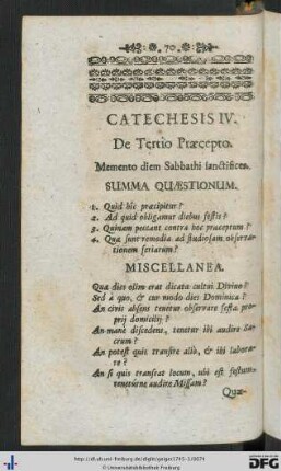 Catechesis IV. De Tertio Praecepto.
