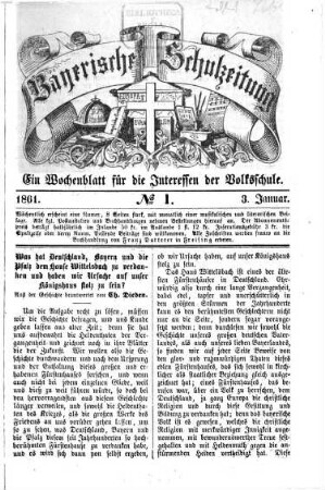 Bayerische Schulzeitung : ein Wochenblatt für die Interessen der Volksschule. 5, 5. 1861
