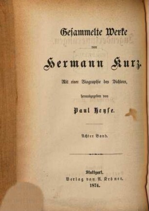 Gesammelte Werke, 8. Jugenderinnerungen