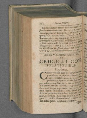 Locus Vigesimus Quartus De Cruce et Consolationibus.
