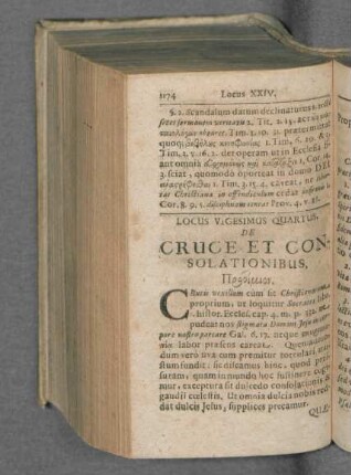 Locus Vigesimus Quartus De Cruce et Consolationibus.