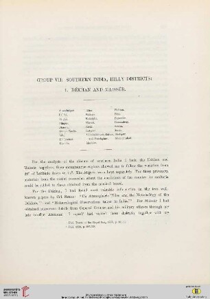 Group VII, Southern India, Hilly Districts