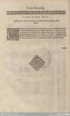 PROBLESME XIII. Desseing d'un Mont Parnasse, ou l'on pourra faire quelques grotes dedans.