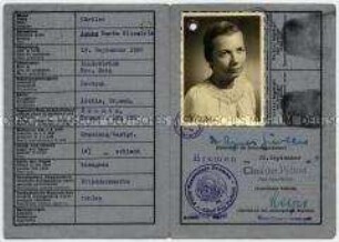 Deutsche Kennkarte der Freien Hansstadt Bremen (4-sprachig) - Personenkonvolut