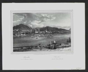 Ansicht von Bad Schandau in der Sächsischen Schweiz, Lithographie, um 1840 : Schandau in der Sächsischen Schweiz = Schandau dans la Suisse Saxonne / N. d. Natur u. auf Stein gez. v. Lütke. - Berlin : Schroeder ; Berlin : Königl. Lith. Institut , [um 1840?]. - 1 Kunstbl. : Lithographie ; 22 x 15 cm