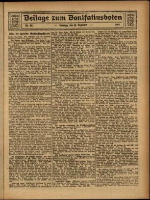 Zweite Ausgabe vom Sonntag, den 14. Dezember 1919.