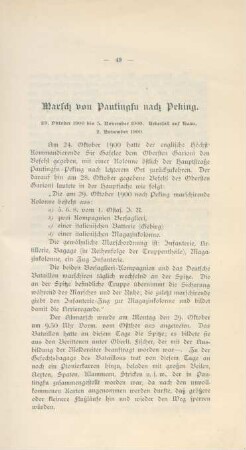 Marsch von Pauntingsu nach Peking. 29. Oktober 1900 bis 5. November 1900. Ueberfall ...