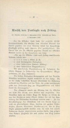 Marsch von Pauntingsu nach Peking. 29. Oktober 1900 bis 5. November 1900. Ueberfall ...