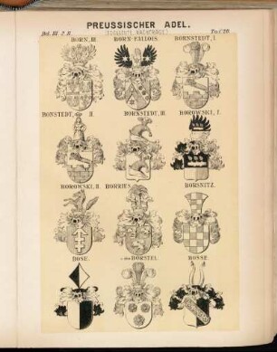 Taf. 20. Born. III. - Born-Fallois. - Bornstedt. I. - Bornstedt. II. - Bornstedt. III. - Borowski. I. - Borowski. II. - Borries. - Borsnitz. - Bose. - v. dem Borstel. - Bosse