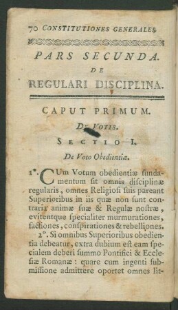 Pars Secunda. De Regulari Disciplina.
