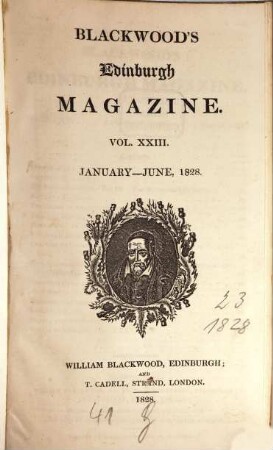 Blackwood's Edinburgh magazine. 23. 1828