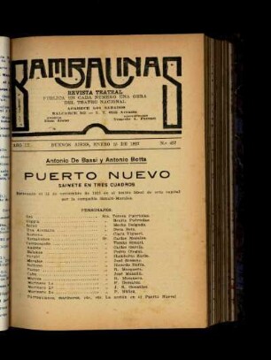 Puerto nuevo : sainete en tres cuadros