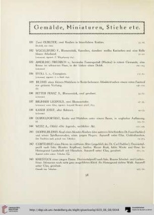Gemälde, Miniaturen, Stiche etc. (Nr. 331-433)