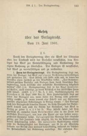 Gesetz über das Verlagsrechts. Vom 19. Juni 1901