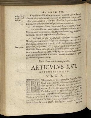 Articulus XVI. De Rebus Civilibus.