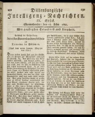 IX. Stück. Sonnabends: den 28. Febr. 1795.