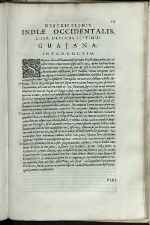 Descriptionis Indiæ Occidentalis, Liber Decimus Septimus. Guajana.