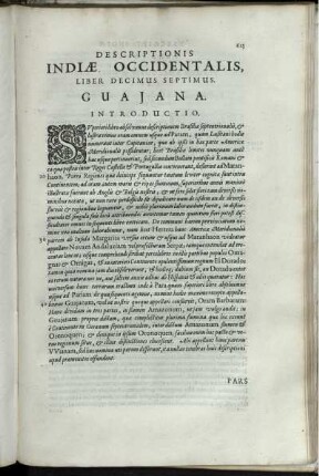 Descriptionis Indiæ Occidentalis, Liber Decimus Septimus. Guajana.