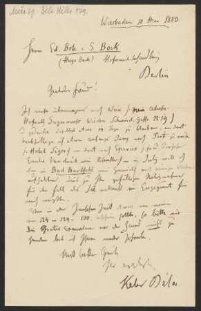 Brief an Musikverlag Ed. Bote und G. Bock (Berlin) : 18.05.1880