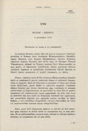 XVII Tunisi - Genova 6 novembre 1272
