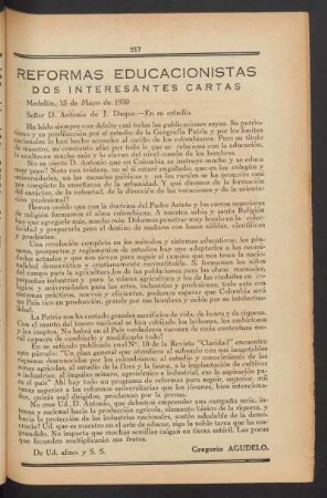 Reformas educacionistas : Dos interesantes cartas