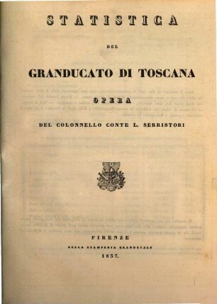 Statistica d'Italia, 5. Statistica del Granducato di Toscana