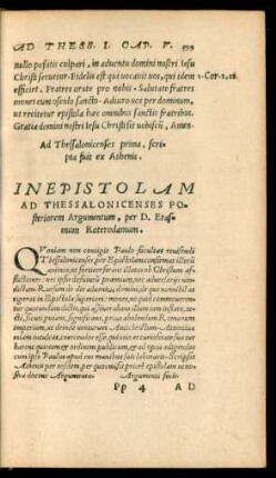 In Epistolam Ad Thessalonicenses Posteriorem Argumentum ...