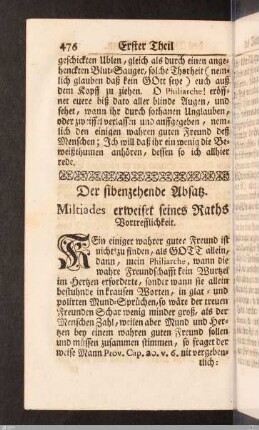 Der sibenzehende Absatz. Miltiades erweiset seines Raths Vortrefflichkeit.