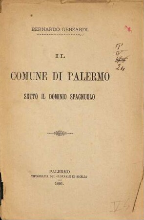 Il comune di Palermo sotto il dominio spagnuolo