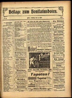 Zweite Ausgabe vom Sonntag, den 21. April 1907.