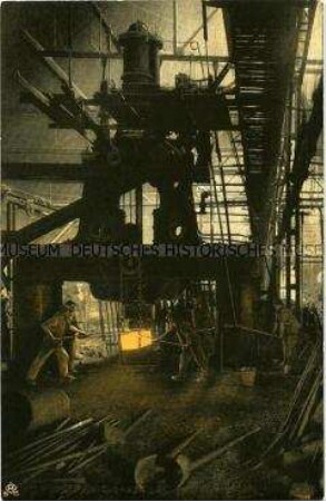 Dampfhammer in einem Stahlwerk