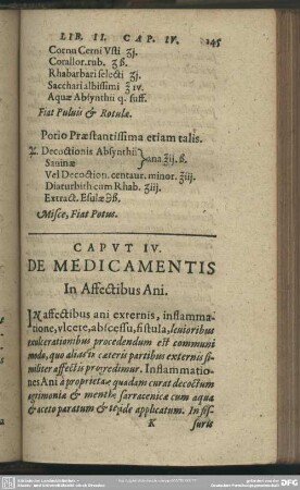 Caput IV. De Medicamentis In Affectibus Ani