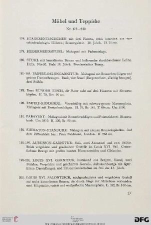 Möbel und Teppiche (Nr. 178-240)