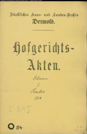 Ostmann, Henrich zu Hörste gegen Reuter zu Ermgassen - Schuldforderung